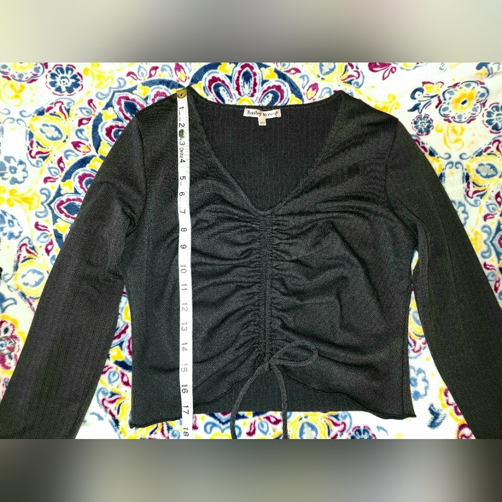 Grey Bandit Black Long Sleeve Runched Top - Picture 5 of 5